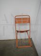 Set of 4 orange iron garden chairs, 1970s