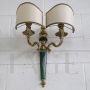 Antique style two-light wall lamp with double fabric lampshade