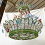 Flower basket chandelier with beads and Murano glasses