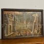 Antique painting from the 17th century with an architectural capriccio