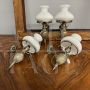 Set of four vintage opaline glass and brass wall lights, Italy 1960s                            