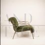 Armchair design by Vittorio Gregotti in green suede, 1960s