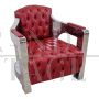 Pair of Aviator armchairs in red leather