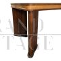 Art deco style table in mahogany and briar with black glass top