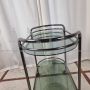 Vintage metal bar trolley with two glass tops, 1970s