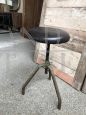 Industrial stool with leather seat