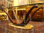 Art Deco table in mahogany with glass top