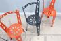 Set of 6 postmodern Artifort chairs in perforated and colored metal