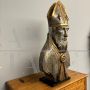 Large 17th century Mecca-gilt silver bust sculpture of Saint Nicholas