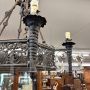 Antique wrought iron chandelier with six lights, Italy 19th century