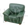 Vintage style armchair in green leather