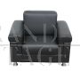 Pair of contemporary design armchairs in black leather