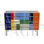 Vintage design chest of drawers in multicolored glass with 3 drawers, 1980s