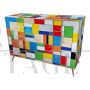 Design dresser covered with multicolored Murano glass squares