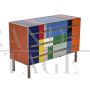 Vintage design chest of drawers in multicolored glass with 3 drawers, 1980s