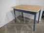 Vintage kitchen table in blue lacquered fir