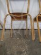 Set of 6 stackable brown Mullca chairs with dark wood seat, 1960s