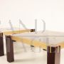 Pair of Faraone coffee tables by Renato Polidori for Skipper in wood, brass and smoked glass