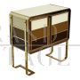 Striped glass sideboard in shades of brown