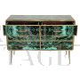 Wooden dresser covered in green malachite effect glass