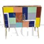 Design small sideboard with two colored glass doors