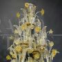 Gold crystal Murano glass chandelier with golden flowers in Rezzonico style