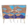 Design sideboard in glass and bamboo with marine motifs