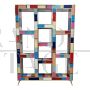 Double-sided open bookcase in multicolored Murano glass