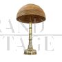 Pair of table lamps in polished brass and bamboo