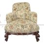 Antique living room set with sofa and armchairs in damask fabric