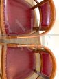 Set of 4 Art Deco tub chairs in wood and burgundy skai, Italy 1940s