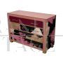 Pink and burgundy Murano glass dresser with colored leather drawers