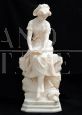 Antique sculpture of a girl in alabaster, 19th century France