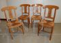 Set of 4 antique style honey walnut chairs with straw seat