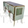 Vintage style three-door sideboard in sage green glass