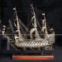 Antique chiselled silver sailing ship, Italy - Naples early 20th century