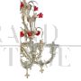 Rezzonico chandelier in gold Murano glass with red flowers 