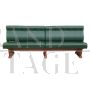 Vintage style wall bench in green leather