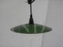 Industrial saucer lamp in dark green metal, 1940s