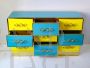 Design chest of drawers with 9 drawers in yellow and blue glass