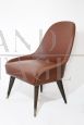 Vintage 60s armchairs in brick-colored skai