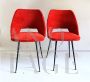 Pair of Eero Saarinen style chairs in red teddy fabric, 1970s