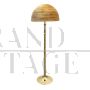 Pair of floor lamps in polished brass and bamboo