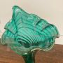 Cornucopia in emerald green artistic glass with gold dust, Italy 1950s