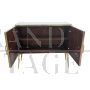 Design sideboard with two doors in white glass and brass