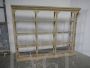 1940s open bookcase in lacquered fir wood with carvings