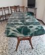 Vintage Italian dining room with glass top table and 6 chairs, 1950s