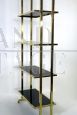 Mid-century modern design bookcase in brass and black glass, 1970s