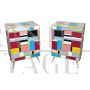 Pair of multicolored Murano glass bedside tables