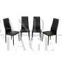 Set of 4 design chairs in black leather with high backrest